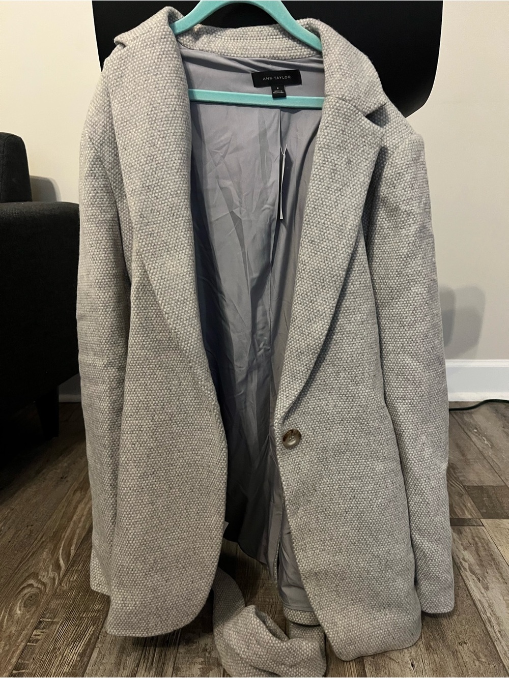 Ann Taylor Gray Textured Wool-Blend Blazer